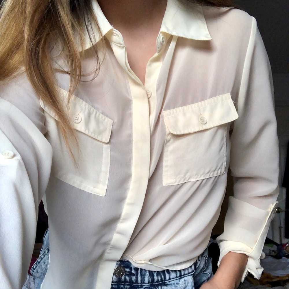 Ali & Kris Sheer Long Sleeve Button-Up